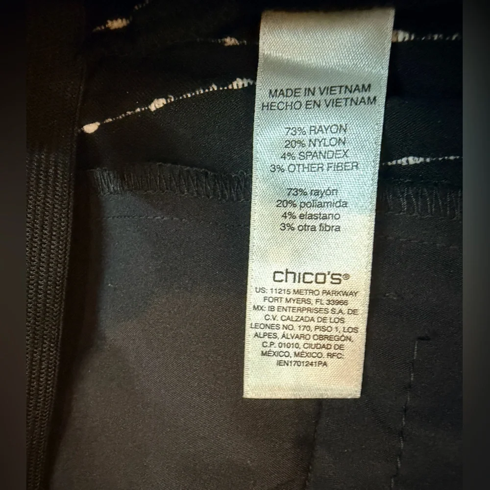 Chico’s Perfect Stretch Crop Pants Black White Stripe Size 3 Pull On 16 - Picture 4 of 10